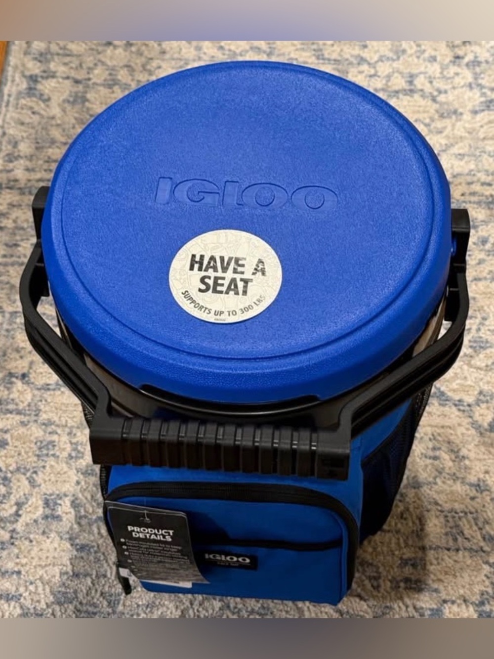 NWT Igloo Heavy Duty Bucket Cooler Blue 20 Quarts,5 Gallon, 26 Cans, also a Seat